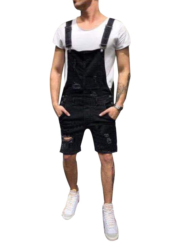 ripped shorts denim romper