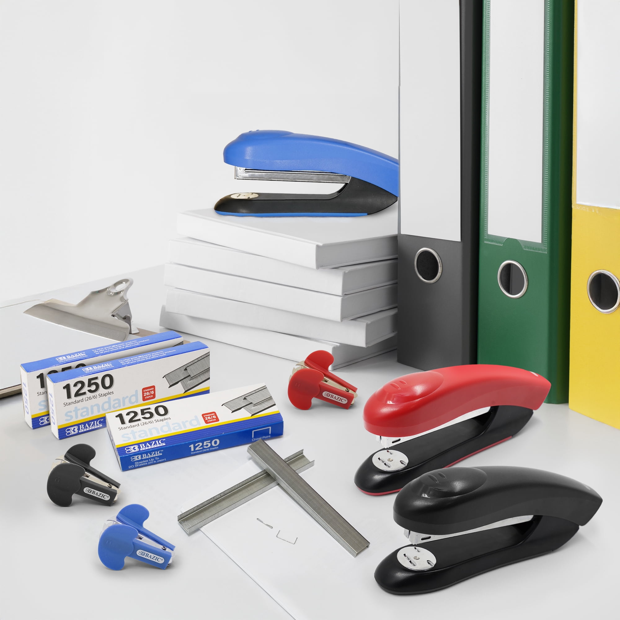 BAZIC Desktop Stapler Heavy Duty Metal Full Strip Staplers, 3-Pack