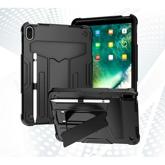 EpicGadget Case for iPad 10th Generation 10.9 Inch 2022 Released - Heavy Duty Rugged Hybrid Case with Kickstand Pencil Holder Cover Case (Black/Black)