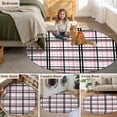 thumbnail image 5 of Abstract Stripes Round Rugs for Living Room 6ft Pink Black Grey Plaid Non Slip Circle Rug Washable Low-Profile Indoor Carpet for Bedroom, Dining Room, Bathroom, 5 of 9