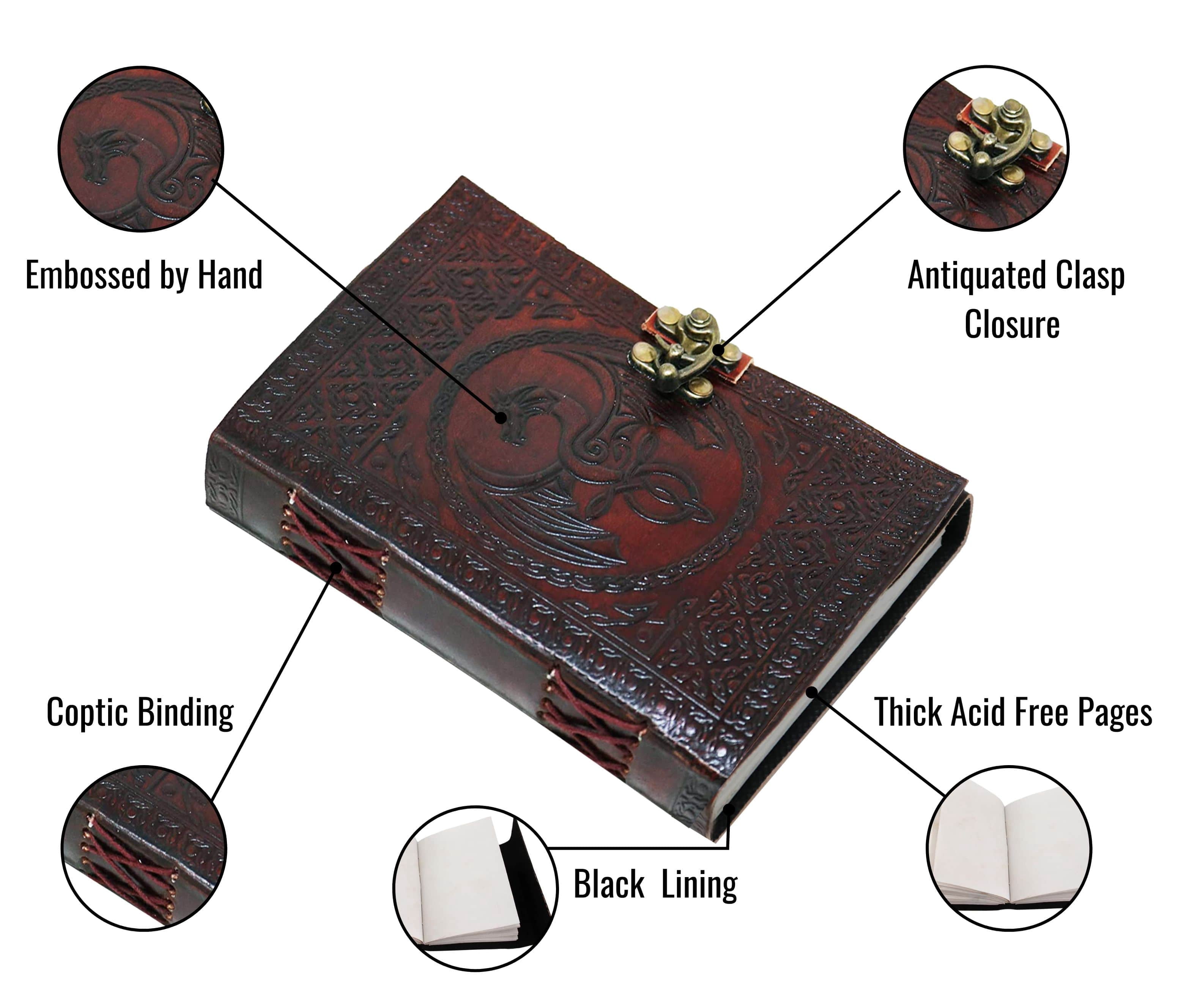 Jaald 18 cm Dragon Book of Shadows Leather Diary Journal Sketchbook