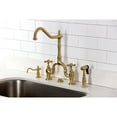 thumbnail image 2 of Kingston Brass KS7757AXBS English Country Bridge Kitchen Faucet with Brass Side Sprayer, Brushed Brass, 2 of 7