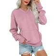 thumbnail image 2 of DondPO Hoodless Hoodies for Women Women's Sports Long Sleeve Sweatshirt Basic V Neck Solid Color Pullover Casual Top Hoodless Sweatshirt Womens Womens Sweatshirts No Hood Pink, 2 of 4