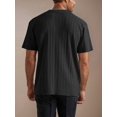 thumbnail image 2 of Mens Knit Shirt Short Sleeve Plain Button Down Beach Vacation Shirt Casual Striped Summer Top Black XL, 2 of 5