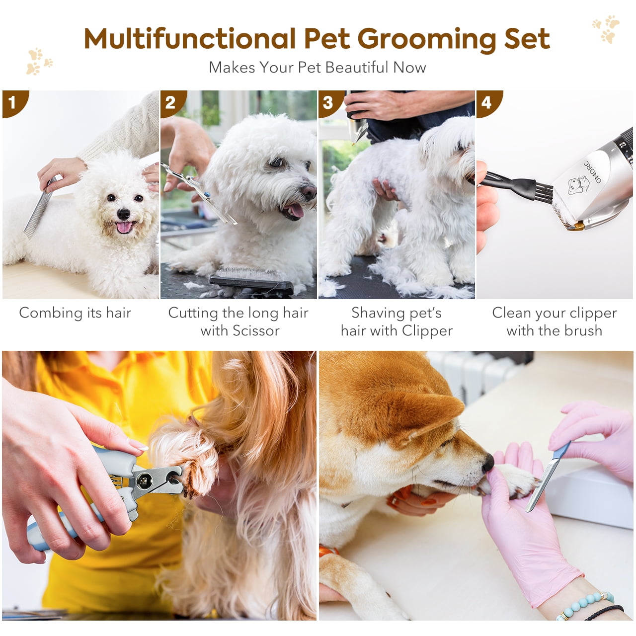 Buy OMORC 24V Dog Clippers, 12 Piece Plugin Professional & Quiet Dog