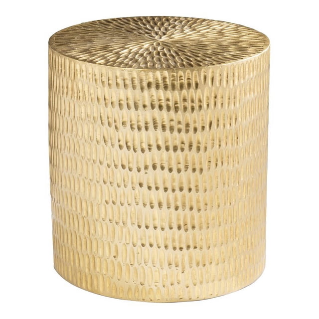 SEI Furniture Doylin Round End Table with Brass Cladding in Gold