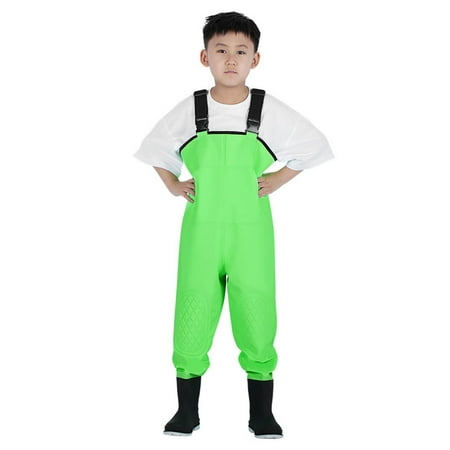 MEZZALL 1 Piece Pants Wading Clothes Rain Pants Rain Boots One Children Kindergarten Play Water Beach Catch The Sea Launching Pants Comfort Toddler Shoes  Green  3-5 Years