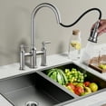 thumbnail image 3 of Wowow 8 Inch Centerset Bridge Kitchen Faucet with Pull Down 3 Function Sprayer and 360° Swivel Spout, Brushed Nickel, 3 of 8