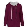 thumbnail image 5 of Xcmzpl Hoodies for Women Basic Solid Color Hooded Sweatshirt Athletic Pullover Tops Work Long Sleeve Blouses Early Fall Fashion, 5 of 5