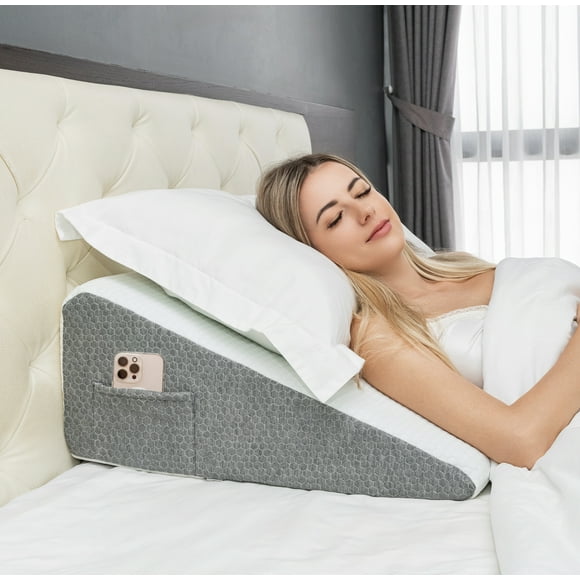 TEDesco Wedge Pillow, relieves sleep apnea and acid reflux | 24*24*7.5 IN Wedge Recliner