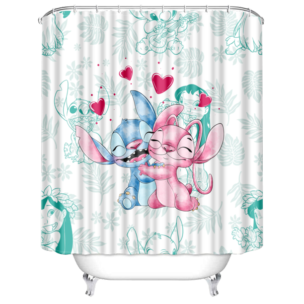 Lilo & Stitch Waterproof Fabric Anime Design Shower Curtain,Lilo