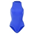 thumbnail image 2 of Feancey Shaperwear for Women Tummy Control Bodysuit Mock Neck Sleeveless One Piece Thong Body Shaper Stretchy Slim Rompers Blue XL, 2 of 3