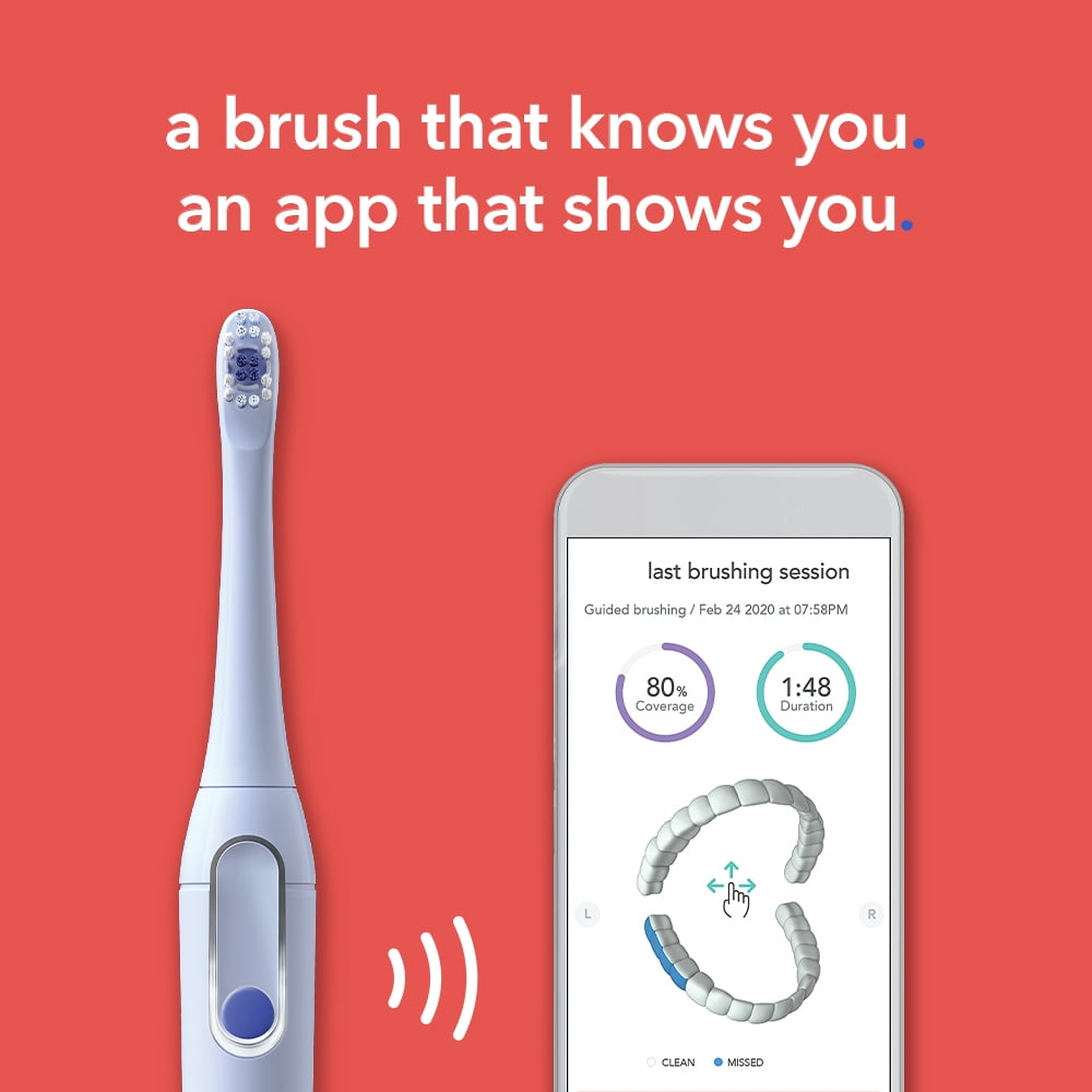 hum by Colgate Smart Rechargeable Electric Toothbrush Kit with Travel Case, Blue