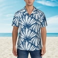 thumbnail image 2 of Pofeuu Blue Shells Print Hawaiian Shirt for Men Sleeves Casual Button Down Summer Beach Dress Shirts T-Shirts,Small, 2 of 7