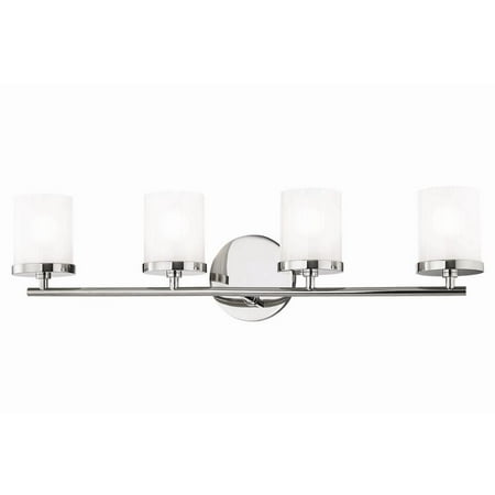 

Mitzi by Hudson Valley Lighting Ryan 4-Light Polished Nickel Bath Light with Clear Frosted Glass Shade (NEW OPEN BOX)