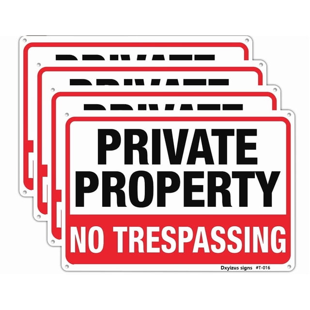 Large No Trespassing Signs Private Property Metal 10x14 Inch Rust Free Aluminum,UV Ink Printing,Durable/Weatherproof Up to 7 Years