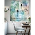 thumbnail image 4 of Dragonfly Sheer Curtains for Living Room Bedroom, Animal Teal Green Yellow Gradient Text Light Filtering Sheer Curtains, Rod Pocket Voile Window Drapes, 2 Panels Set 52"x 63", 4 of 7