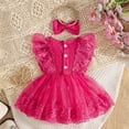 thumbnail image 4 of JUMEYU Newborn Baby Girl Dress Toddler Baby Girl Sequin Fringe Romper Dress Puff Short Sleeve Sparkly Romper Birthday Princess Outfit Summer Clothes 0 3 6 9 12 18 24 Months (Hot Pink,6-9 Months), 4 of 4