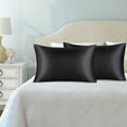 thumbnail image 3 of PiccoCasa Satin Pillowcases Set of 2, with Envelope Closure Black Standard, 3 of 7