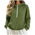 thumbnail image 4 of Vivianyo HD Women's Half Zip Hooded Sweatshirt, Roomy Long Sleeve Pullover with Pockets, Fall Warm Fleece Hoodie for Weekend Walks and Home Lounging, Sizes S-2XL, 4 of 6