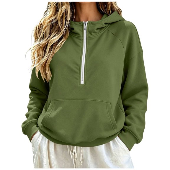 gbyLJF Women's Oversized Half Zip Hoodies Drop Shoulder Pullover Sweatshirt Loose Fit Fashion Clothes Casual Sporty