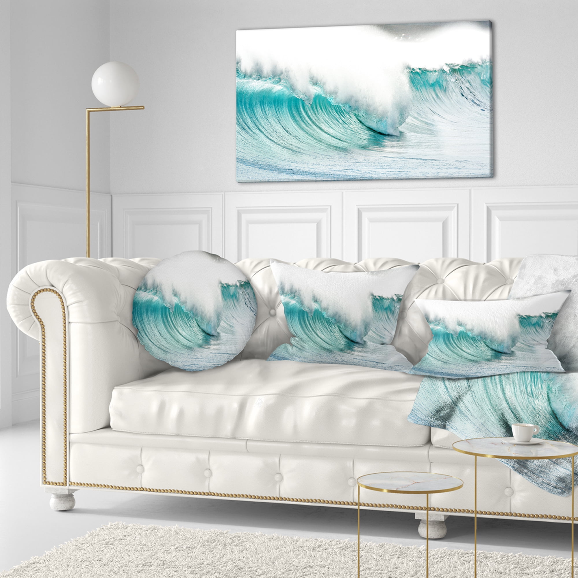 Designart 12" x 20" Blue Polyester Throw Pillow