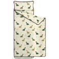 thumbnail image 2 of LightYellow Cartoon Dinosaurs Leaves Pattern Teens Toddler Nap Mat with Pillow, Sleeping Mat Bag for Preschool Daycare 59"x22", 2 of 6
