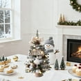 thumbnail image 4 of KOYPTL Tabletop Christmas Tree Artificial Encrypted Decorated with Flocking Beads Bow with Wooden Base for Bedroom Night Light Living-room Window Kitchen Counter Holiday Christmas Decoration, 4 of 6