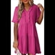 thumbnail image 1 of Vestido Informal de Mujer con Escote en V, Corta, Corte A y Volantes, Color Rojo Rosa, Talla M, 1 of 5
