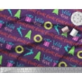 thumbnail image 2 of Soimoi Purple Heavy Satin Fabric Christmas Tree & Gift Text Print Sewing Fabric Yard 54 Inch Wide, 2 of 3