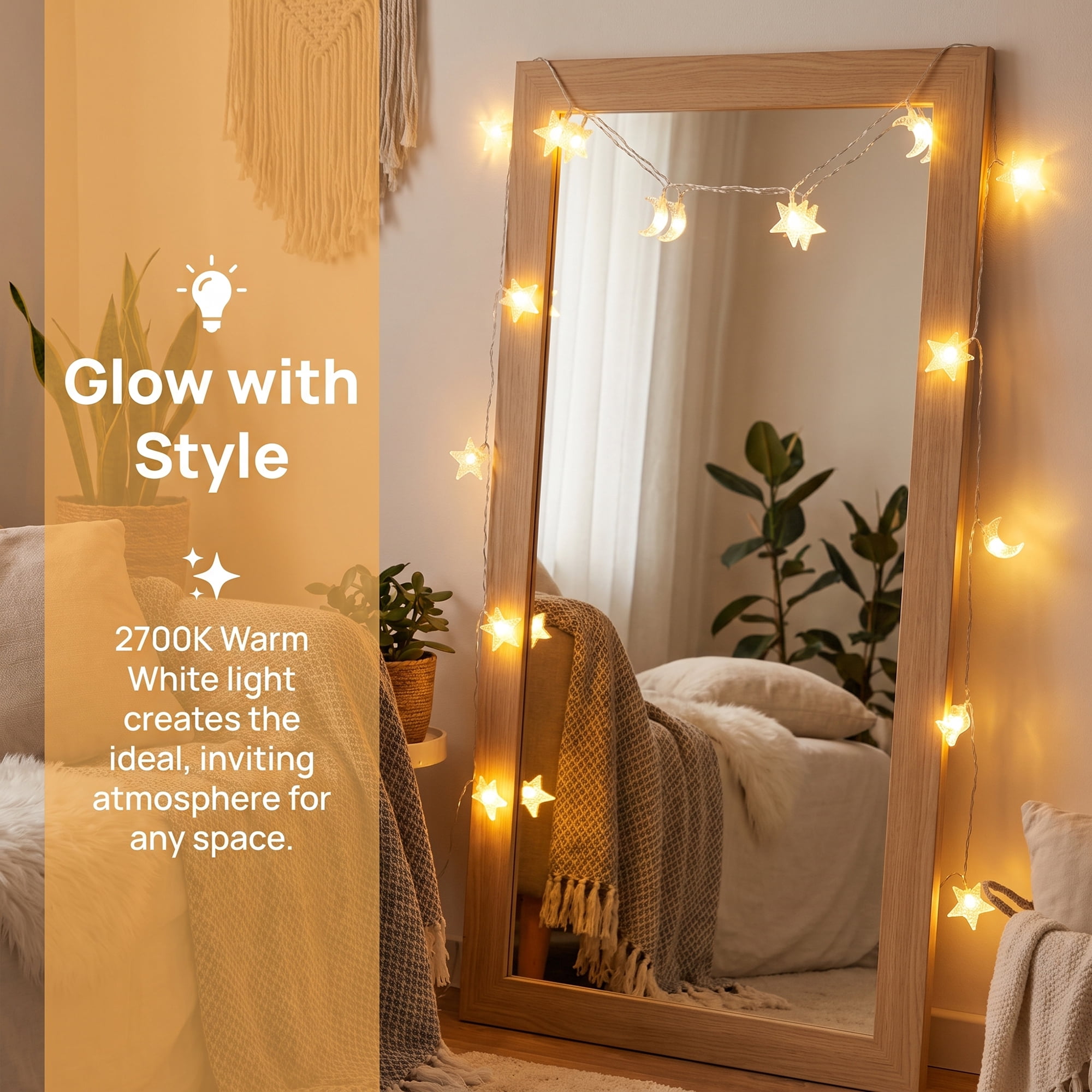 Unique Bargains Star and Moon Fairy Lights with Flexible Wire 6.6 ft USB Powered
