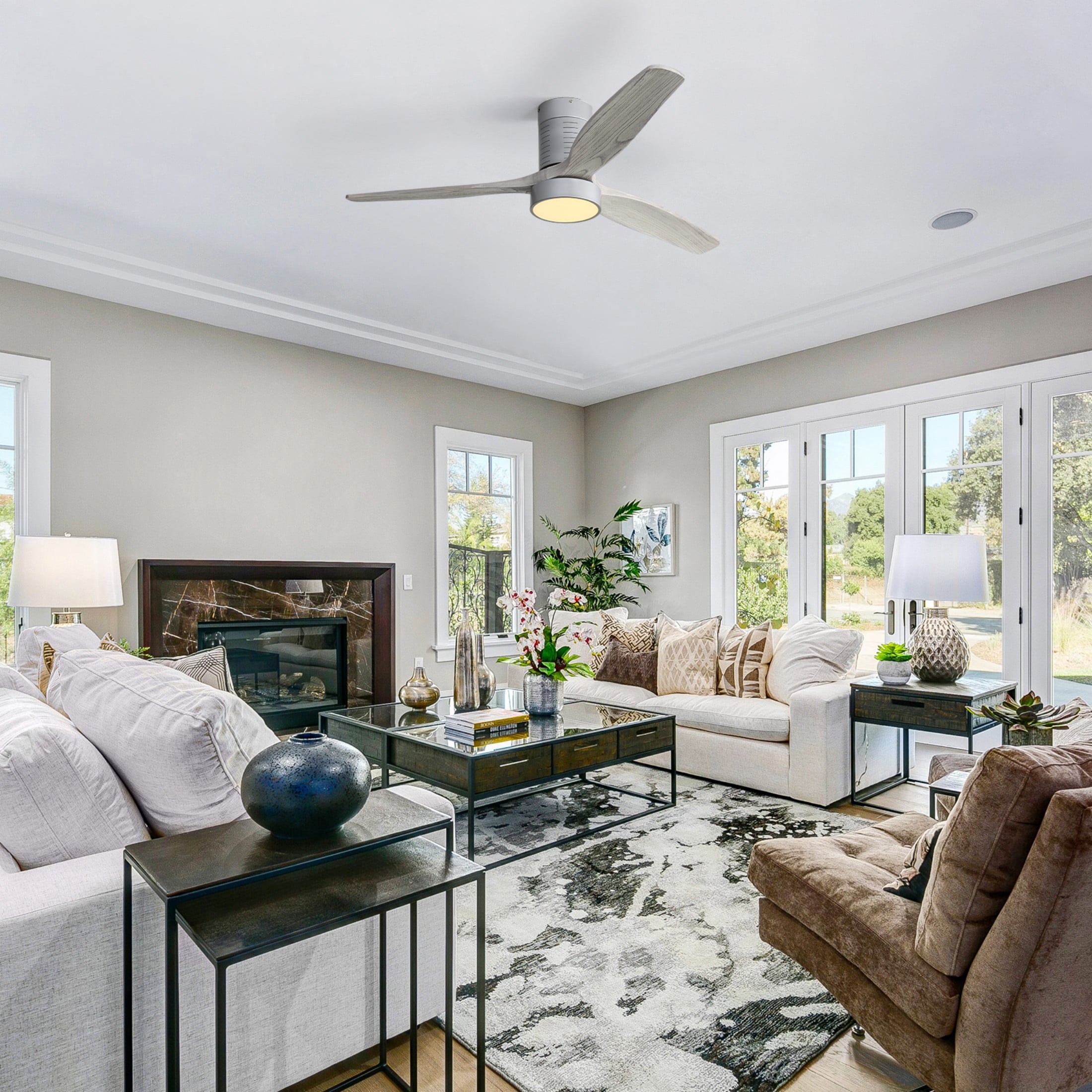 Sofucor 52" Gray Modern Ceiling Fan with Integrated LED Light and Remote Control