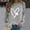Grey, variant on Up To 50% Off Black Sweatshirt Women Women's Fashionable Round Neck Casual Floral Print Long Sleeve Top Sweatshirt