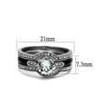 thumbnail image 4 of His Hers 4pc Silver And Black Stainless Steel Wedding Engagement Ring Band Set Women's Size 10 Men's 06mm Size 05, 4 of 6