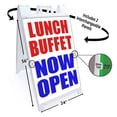 thumbnail image 2 of Lunch Buffet Now Open (24" X 36") Deluxe A-Frame Signicade, Includes 2 Removable Panels & Stand, 2 of 4
