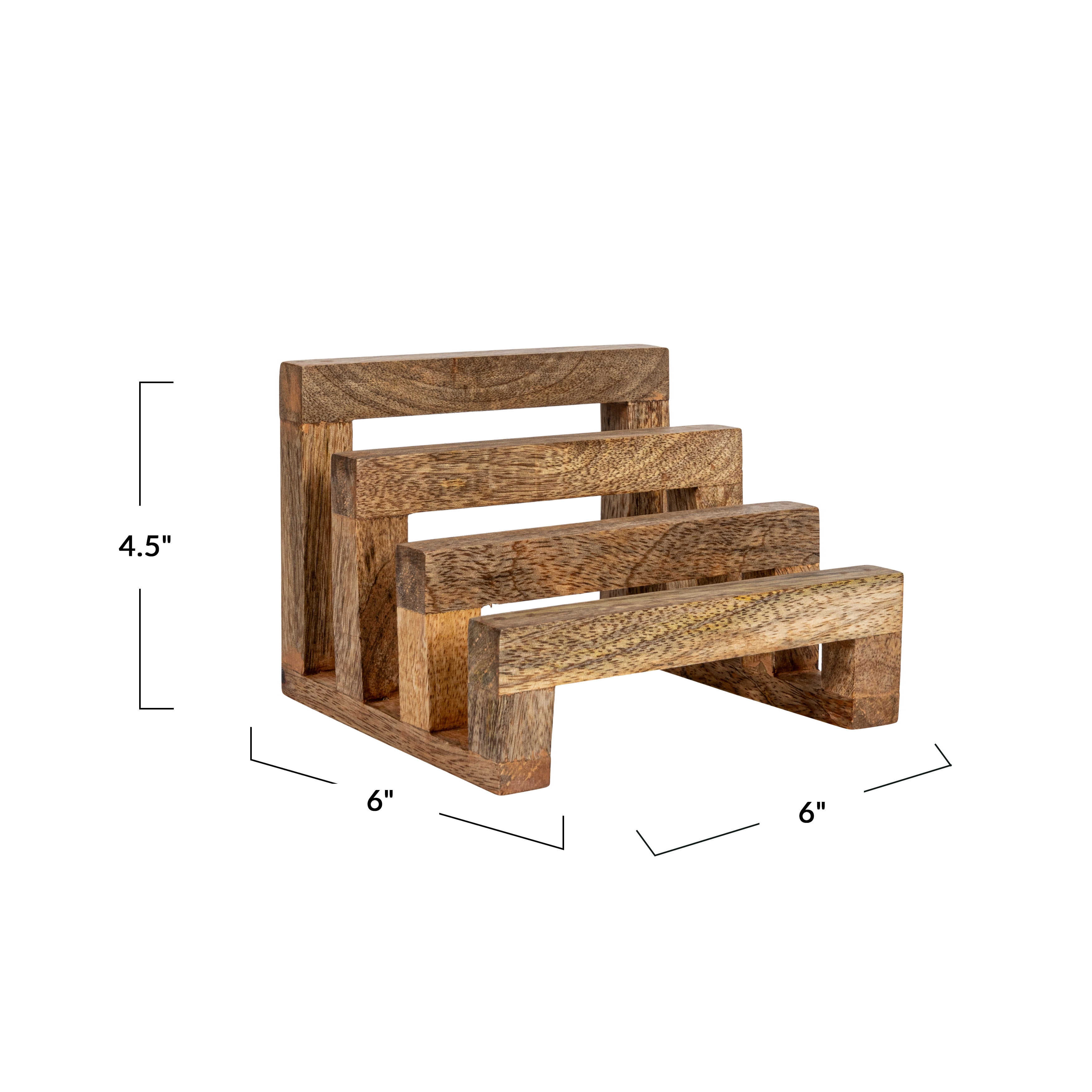 Creative Co-Op 6 Inches Mango Wood Cutting Board Stand with 3 Sections for Kitchen, Natural
