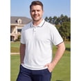 thumbnail image 4 of DARING DIVA Men's Big & Tall Shirts Casual Short Sleeve Color Block Polo Shirt 3XL White, 4 of 7