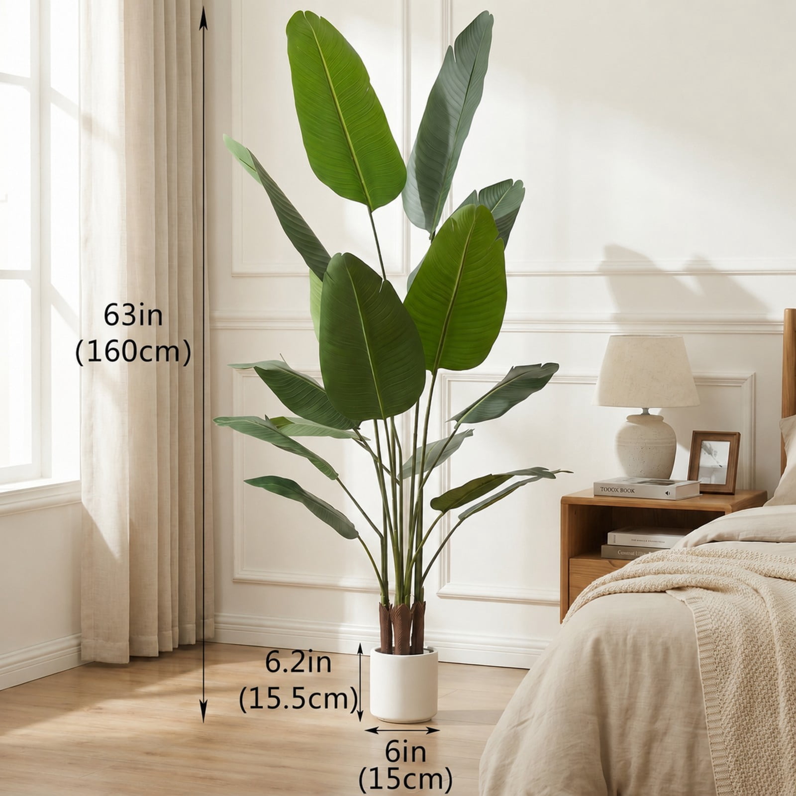 BEAUTYPEAK 5.3Ft Artificial Birds of Paradise Plant Faux Banana Leaf Tree Fake Tropical Palm Tree Indoor Outdoor Floor Plant