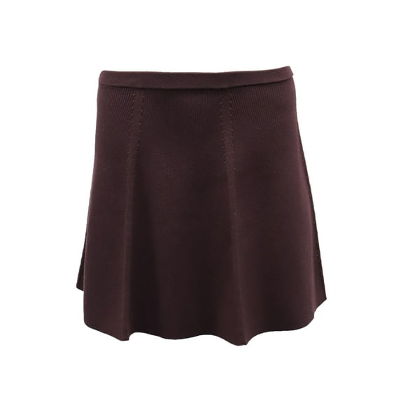 Pre-Owned Theory High Waisted A-line Skirt in Burgundy Viscose