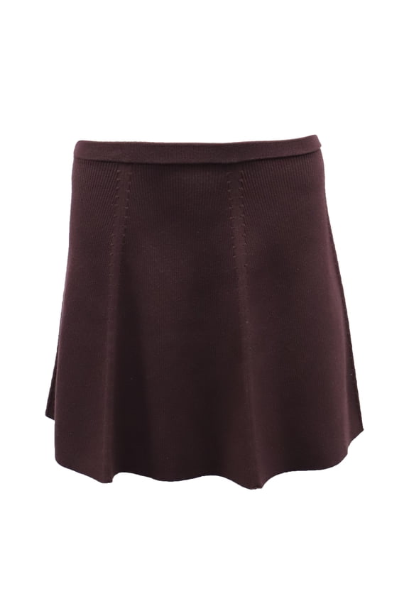 Pre-Owned Theory High Waisted A-line Skirt in Burgundy Viscose