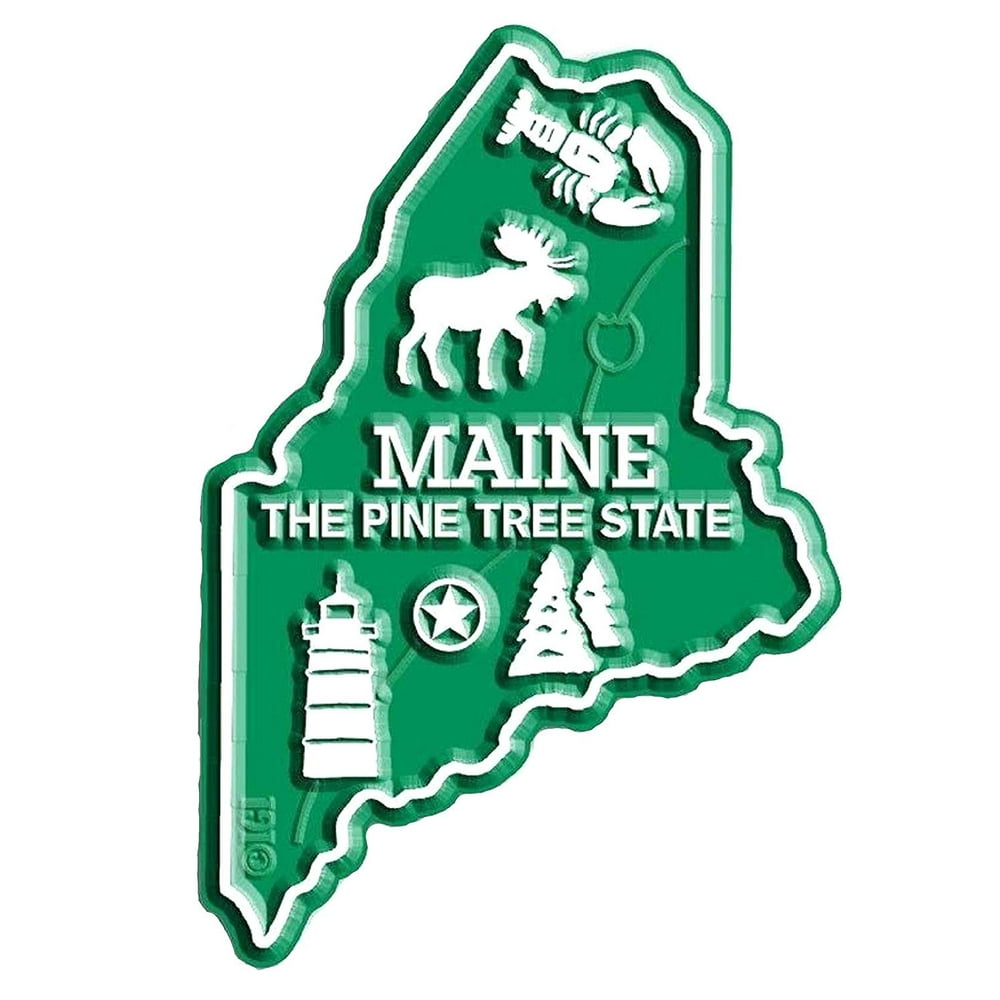 Maine the Pine Tree State Map Fridge
