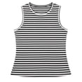 thumbnail image 6 of WAYUTE Tank Tops for Women Casual Striped Print Round Neck Sleeveless Slim Fit Nightwear Breathable Basic Top Summer Holiday, 6 of 6