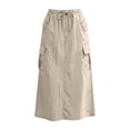 thumbnail image 6 of FchengtaiS Womens Cargo Skirt Drawstring High Waisted Quick Dry Maxi Skirt Summer Trendy A Line Long Skirts with Multi Pockets, 6 of 6