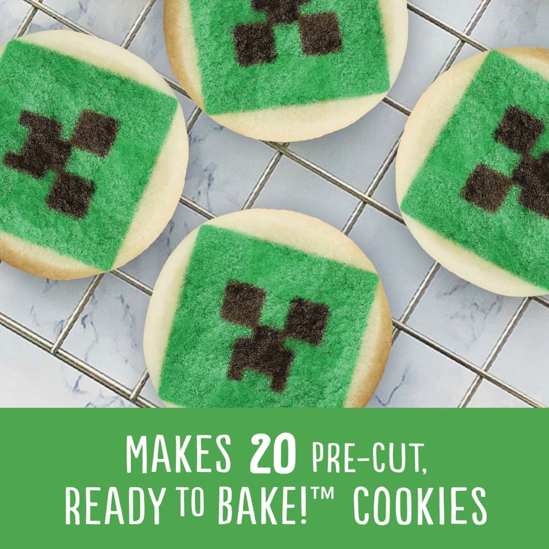 Pillsbury Ready to Bake Minecraft Shape Sugar Cookie Dough, 20 Pre-Cut Cookies, 9.1 oz