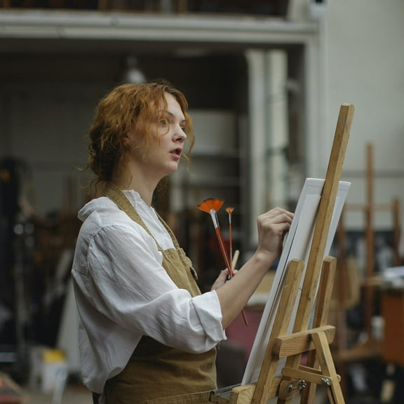 UNOMOR 9pcs Fan Shaped Oil Painting Brush Brown Nylon Wool for Students