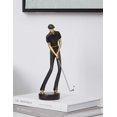 thumbnail image 3 of Figurine Moderne de Golfeur en Résine Noire pour Décor de Sculpture de Golf - 24cm de Hauteur, 3 of 5