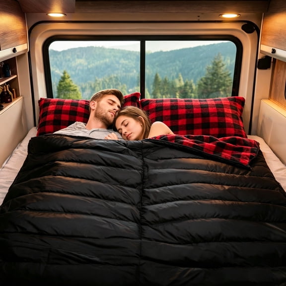 Double Sleeping Bag for Adults, Queen Size 2 Person Sleeping Bag | XXL Lightweight, Includes 2 Pillows Sleeping Bag, Perfect for Couples Family Camping Hiking