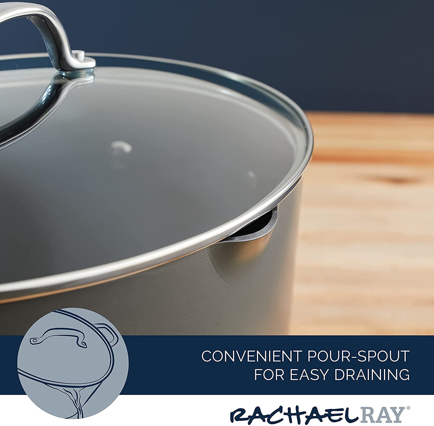 Rachael Ray Hard Anodized Nonstick 8 qt. Covered Oval Pasta Pot 