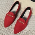 thumbnail image 7 of Womens Red Loafers - Pointed Toe Velvet Flats for Women, Slip On Casual Shoes with Gold Metal Detail, Comfortable Everyday Wear (US 5.5-9.5),Size 42, 7 of 7