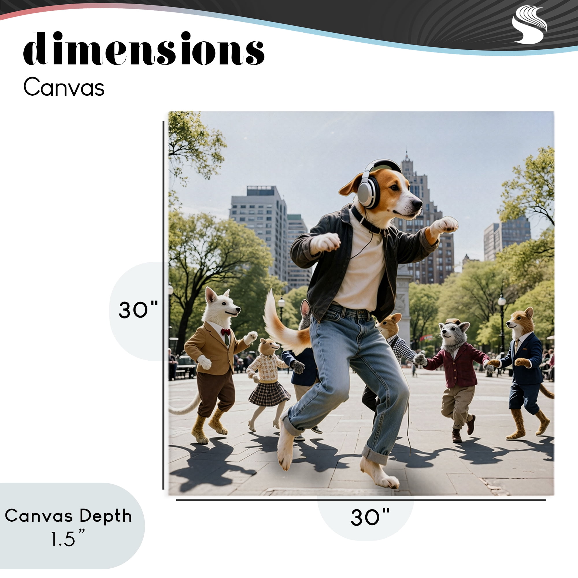Stupell Industries Stylish Dog Dancing in Park Canvas Wall Art, design by CAD Designs